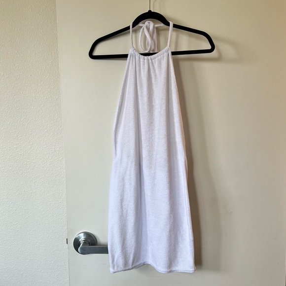 Nasty Gal Toweling Ruched Halter Mini Beach Cover Up Dress - Picture 2 of 4